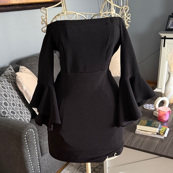 Teeze Me Dresses & Skirts - Black Off-Shoulder Bell Sleeve Dress